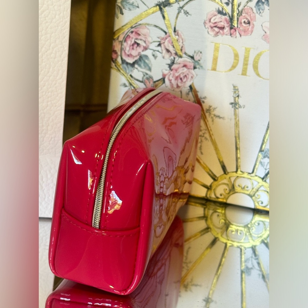 Dior make up cosmetic bag beauty item limited edition pouch pink patent … - Picture 7 of 12